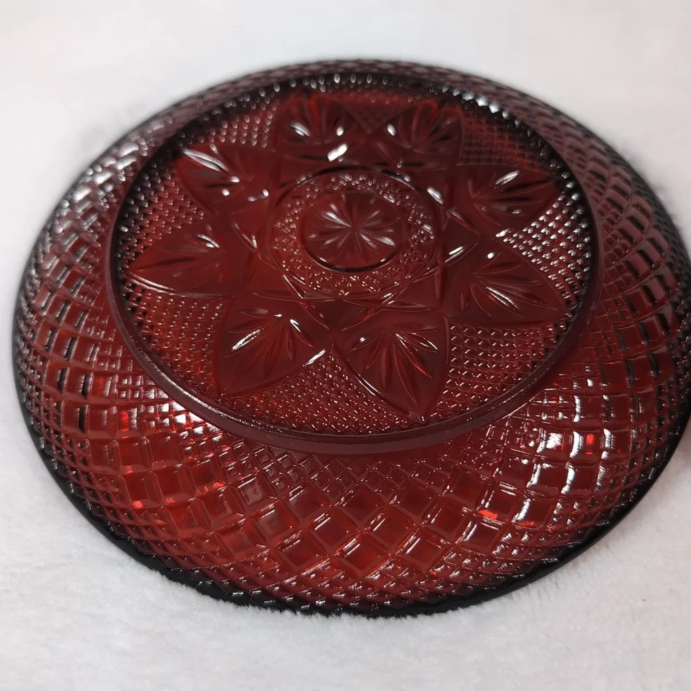 Vtg Set of 2 Luminarc Cristal D'Arques-Durand Ruby Red‎ France Salad Plates 8